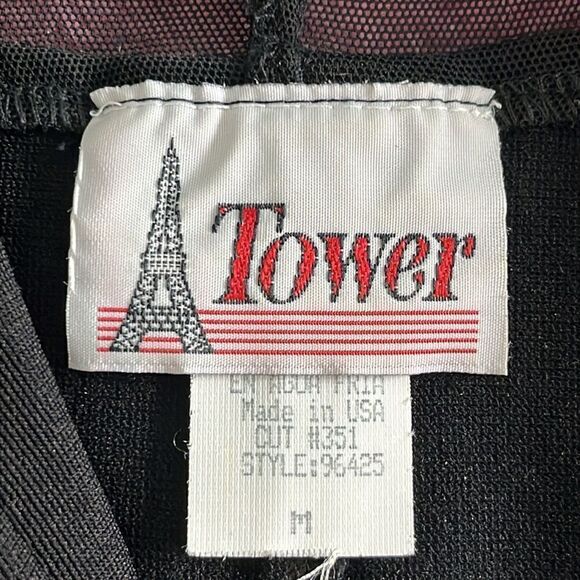 Tower Vintage Jumpsuit Mesh Front and Arm Back Zipper Gold tone Horeshoe Closure - Picture 9 of 12
